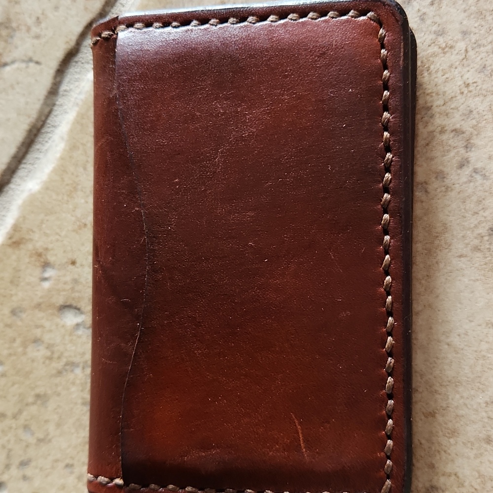 Small leather mens folded card holder - Picture 2 of 5